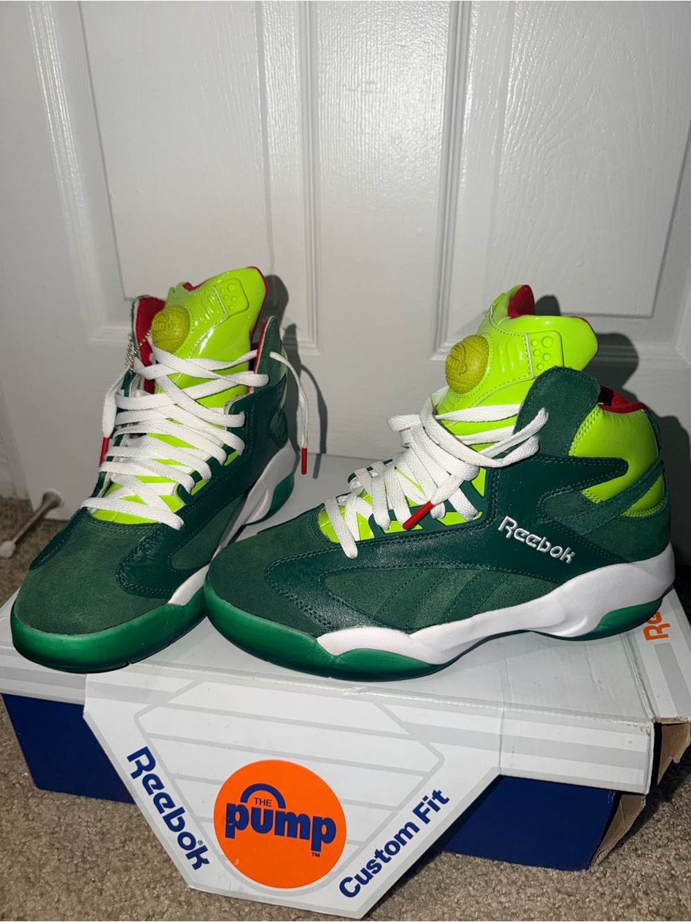Reebok Shaq Attaq Pump Green Sonic Green Red Men’s Size 8.5